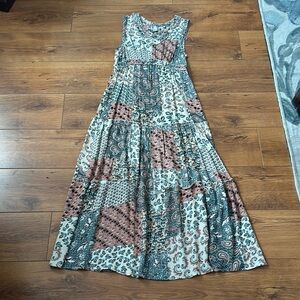 Patchwork Sleeveless Maxi Dress - Multicolor